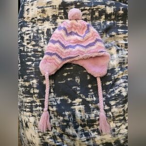 Pink and purple bobble hat
